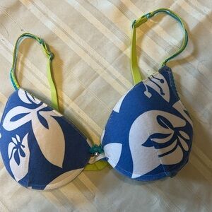 Blue and White Floral Bra